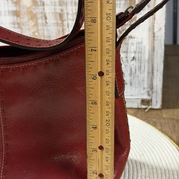 Vintage Fossil Red Leather Shoulderbag Small Under Arm Stitching